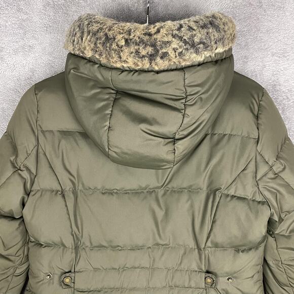 Lauren Ralph Lauren Coat Womens Small Green Down Puffer Hooded Faux Fur Long - Picture 7 of 16